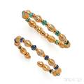 Pair of 18kt Gold Gemset Bracelets