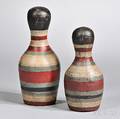 Two Folk Art Ceramic Bowling Pins