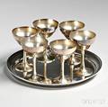Six Kirk amp Son Sterling Silver Cordials and a Fisher Sterling Silver Tray
