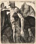 John Copley British 18751950 Walking Male Torso in Rocky Landscape