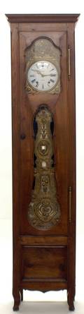 164 LOUIS XV PROVINCIAL WALNUT TALL CASE CLOCKFrench