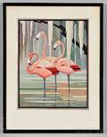 Peterson Roger Tory 19081996 Gouache Painting of Flamingos Signed
