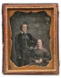 Studio of Mathew Brady active c 18441860s Handtinted Quarterplate Daguerreotype of Mr and Mrs David Nichols Jr