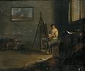 Dutch School 17th Century Style Interior with an Artist at His Easel