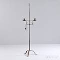 Wrought Iron Adjustable Floor Lighting Device with Snuffer