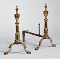 Pair of Federal Bell Metal Urntop Andirons