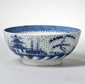 Blue and Whitedecorted Pearlware Punchbowl