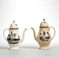 Two Leeds Transferdecorated Creamware Coffeepots