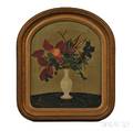 American School Late 19th Century Foliate Still Life on a Black Marble Tabletop