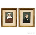 AngloAmerican School Early 19th Century Pair of Miniature Portraits Possibly Husband and Wife