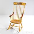 Yellow Paintdecorated Armed Rocking Chair
