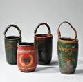 Four Paintdecorated Leather Fire Buckets