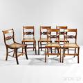 Set of Six Carved Tiger Maple Side Chairs