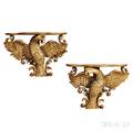 Pair of Giltgesso and Wood Carved Eagleform Wall Brackets