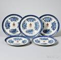 Five Fitzhugh Porcelain Armorial Dinner Plates