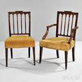 Carved Mahogany Armchair and Side Chair