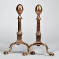 Pair of Bell Metal and Iron Lemontop Andirons
