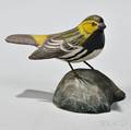 Carved and Painted Wood Figure of a Blackthroated Green Warbler