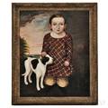 American School 19th Century Portrait of a Boy and His Dog