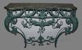 148 Wrought Iron Marble Top Serpentine Front Console w