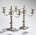Pair of Threelight Silverplate Candelabra