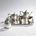 Fivepiece Graff Washbourne amp Dunn Sterling Silver Tea and Coffee Service and Associated Silverplate Tray