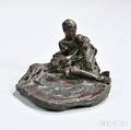 Roman Bronze Works Figure of a Boy with Dogs