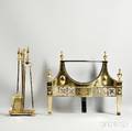 George III Brass Coal Grate and Matched Tools