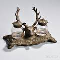Giltbronze Inkstand with Stag Head