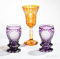 Three Bohemian Overlay Glass Items