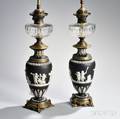 Pair of Wedgwood Black Jasper Dip Lamps Bases