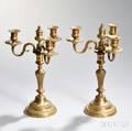 Pair of Empirestyle Giltbronze Threelight Candelabra