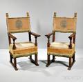 Pair of Parcelgiltwood Renaissancestyle Armchairs