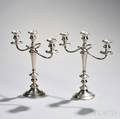Pair of Cartier Sterling Silver Threelight Candelabra