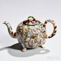 Staffordshire Tortoiseshellglazed Creamware Teapot and Cover