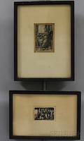 Georg Pencz German 15001550 Two Framed Etchings Geometria