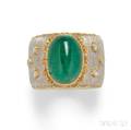 18kt Bicolor Gold Emerald and Diamond Ring Buccellati