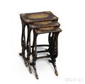 Set of Three Lacquered and Gilt Nesting Tables