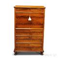 Biedermeierstyle Walnut Veneer Secretaire a Abattant