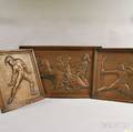 Albert Gilles Art Deco Copper Panel Homeric Triptych