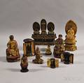 Ten Giltmetal and Carved Wood Buddhas and Buddhist Figures