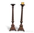 Pair of Large Cast Iron Floor Candlesticks