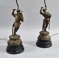 Pair of Figural Cast Potmetal Lamps