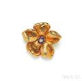 18kt Gold Sapphire and Diamond Flower Brooch Tiffany amp Co