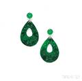 18kt White Gold Jade and Diamond Earpendants
