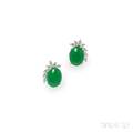 18kt White Gold Jadeite and Diamond Earrings