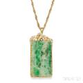 18kt Gold Jade and Diamond Pendant