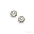 Platinum South Sea Pearl and Diamond Earclips