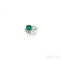 Emerald and Diamond Bypass Ring