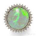 14kt White Gold Opal and Diamond Ring